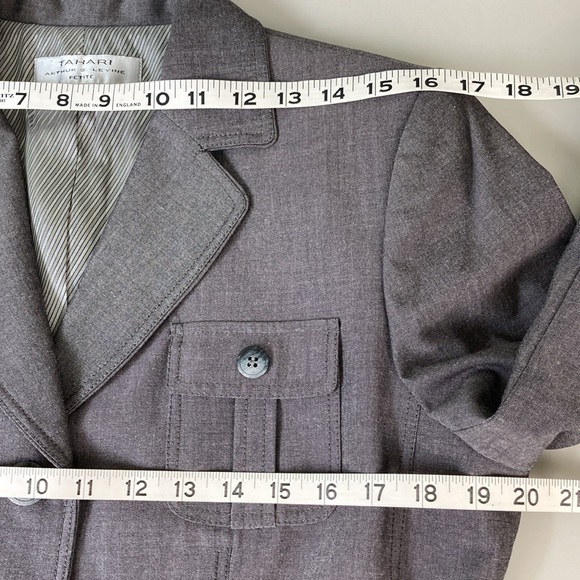 NEW Tahari Arthur Levine Gray Belted Button Front Tailored Blazer - Picture 8 of 13